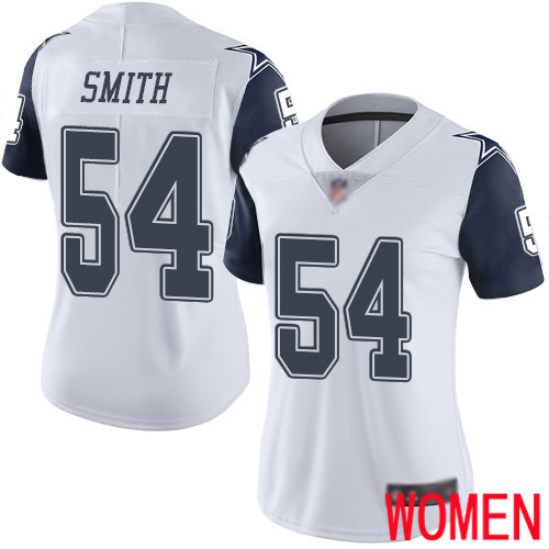 Women Dallas Cowboys Limited White Jaylon Smith #54 Rush Vapor Untouchable NFL Jersey->women nfl jersey->Women Jersey